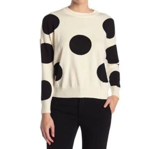 Tahari Long Sleeve Large Polka Dot Sweater. Size L. EUC